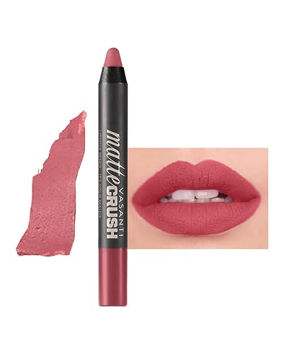 VASANTI Matte Crush Lipstick Pencil (Blushing) | Long-Lasting, Water-Resistant Lip Liner Pencil that Won’t Smudge | Highly Pigmented, Soft Matte Lip Beauty & Personal Care VASANTI