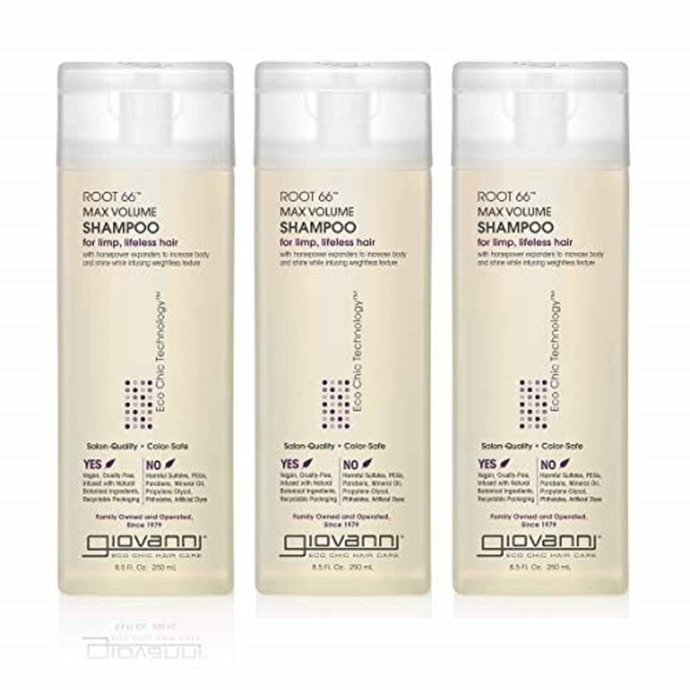 GIOVANNI Root 66 Max Volume Shampoo, Fine Lifeless Hair, 8.5 oz (3 Pack)