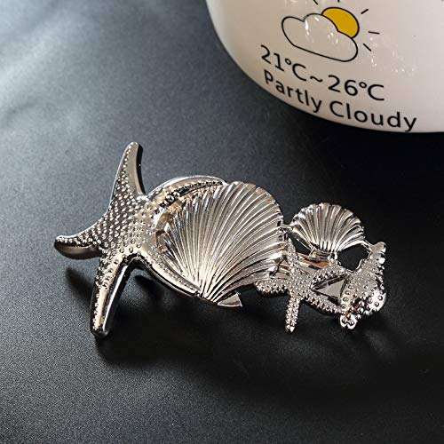 2 Pack Metal Starfish Shell Hair Clips French Clips Hair Barrettes Hair Pins Hair Slide Stylish for Women Girl Gold or Silver Hair Jewelry Accessories Beauty & Personal Care DAONACO