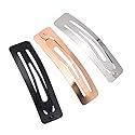 30Pcs No Slip Metal Snap Hair Clips Grips Hair Barrettes Rectangle BB Clips for Women Hair Accessories, 60mm (Silver, Black and Rose Gold) Beauty & Personal Care luzen