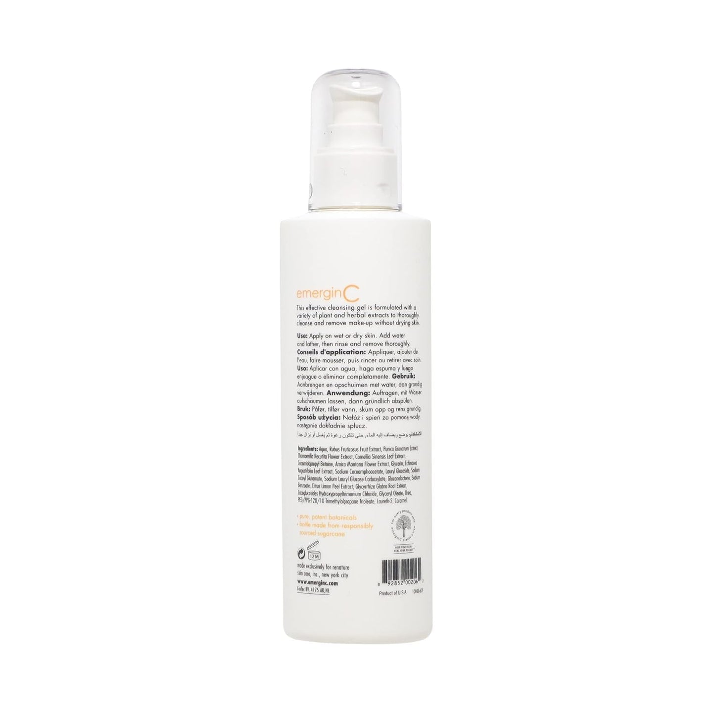 emergin C Pomegranate Gel Cleanser - Hydrating Face Wash with Fruit Extracts + Green Tea - Contains Vitamins A, C + E (8.1 oz, 240 ml) Beauty & Personal Care emergin C