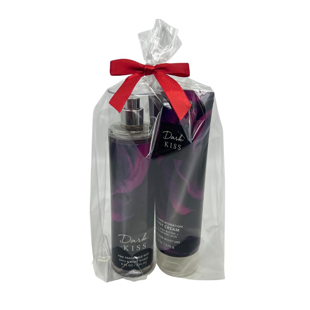 Bath & Body Works DARK KISS 2-piece Gift Set with a Red Bow for Holidays & Gifts - Fine Fragrance Mist & Ultimate Hydration Body Cream Beauty & Personal Care Bath & Body Works