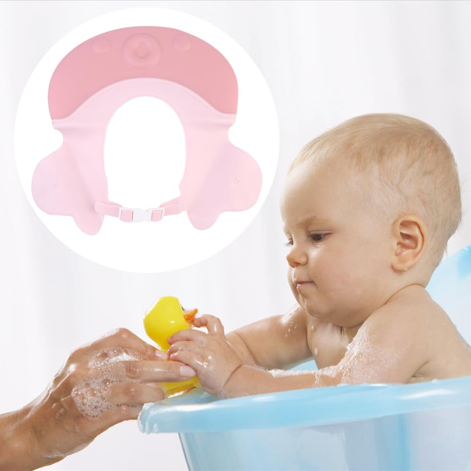 FRCOLOR Baby Shampoo Cap Adjustable Silicone Bath Hat with Cartoon Design for Infant and Kids Protects Eyes from Water and Shampoo for Bathing Beauty and Personal Care FRCOLOR