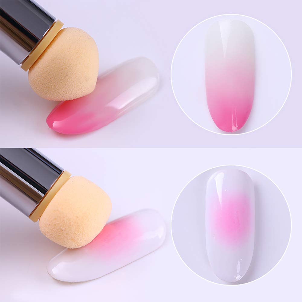 WOKOTO 3Pcs Ombre Nail Brush Set With 4 Replaceable Sponge Heads, Wooden Gel Builder Blending Nail Ombre Brush Double Head Nail Gradient Shading Beauty & Personal Care WOKOTO