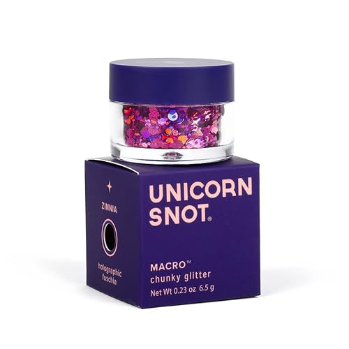 UNICORN SNOT Macro Face & Body Glitter | Cosmetic Grade Large-Particle Loose Glitter | Safe for Face, Easy Application & Removal - Zinnia (Pink) Beauty & Personal Care UNICORN SNOT