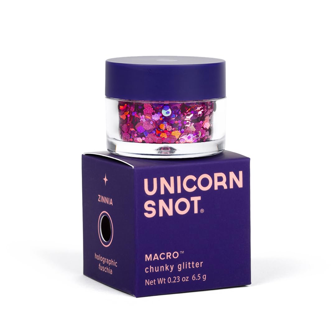 UNICORN SNOT Macro Face & Body Glitter | Cosmetic Grade Large-Particle Loose Glitter | Safe for Face, Easy Application & Removal - Zinnia (Pink) Beauty & Personal Care UNICORN SNOT