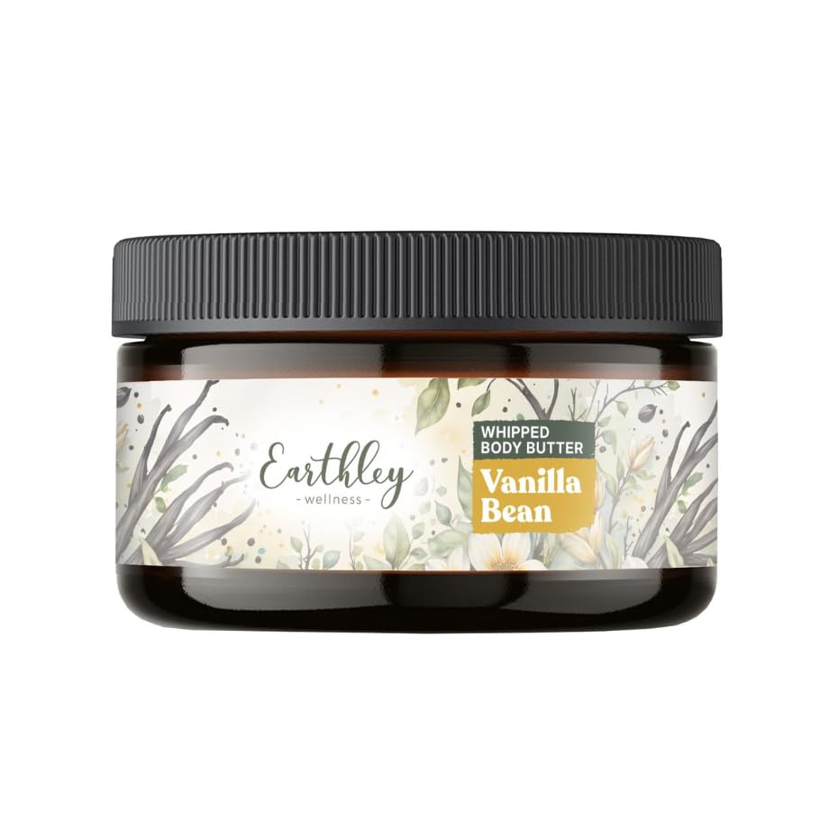 Earthley Wellness Whipped Body Butter Vanilla, Natural Body Butter with Mango Butter & Apricot Oil, Nourishing Skin Butter for Dry Skin Beauty & Personal Care Earthley Wellness