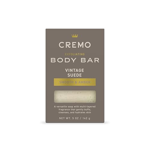 Cremo Exfoliating Body Bar for Men, Vintage Suede Scent, Multi-Layered Fragrance That Buffs, Cleanses and Hydrates Skin, 5oz Beauty & Personal Care Cremo