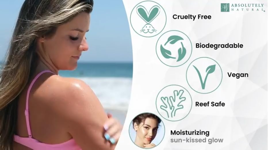Absolutely Natural - Organic Tanning Oil Outdoor Tanning Enhancer - Spa Quality & Reef Safe with Rose Hips & Aloe - Suntan Lotion with Bronzer Beauty & Personal Care Absolutely Natural