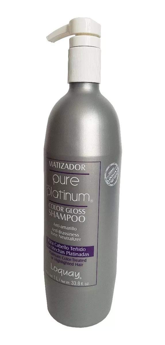 Loquay Matizador PURE PLATINUM Premier Color Gloss Shampoo Mechas Platina 1L/ Net Wt 33.8 oz