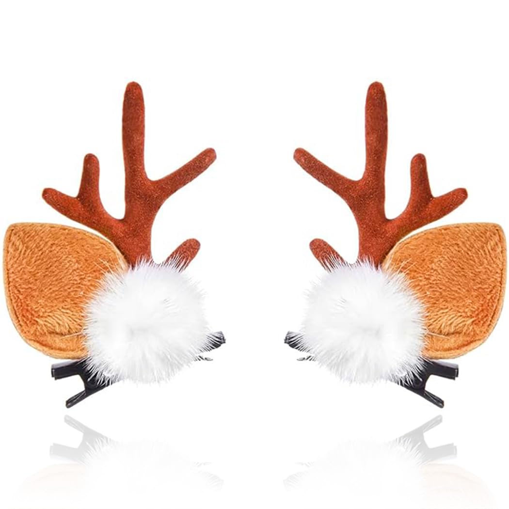 BARTOSI Christmas Hair Clips Reindeer Antlers Hair Clip Xmas Deer Antler Hairpins Holiday Hair Accessories for Women(Pack of 2) Beauty & Personal Care BARTOSI