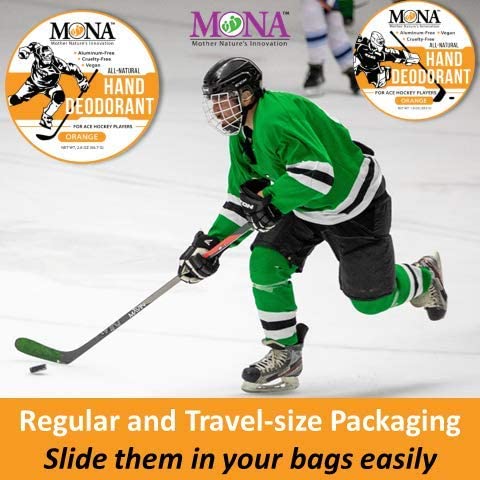 MONA BRANDS All Natural HAND DEODORANT for Ace Hockey Players - For athletes who wear gloves - Vegan, Non-GMO, and Cruelty free - ORANGE Scent - 2.0 Beauty and Personal Care MONA