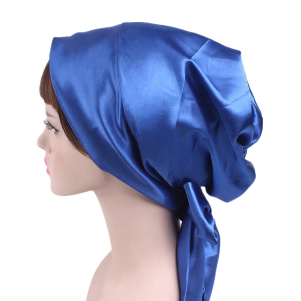 YSJOY 2 Pack Satin Solid Color Bonnet Cap Sleeping Cap Night Cap Hair Wrap Head Cover Multifunction Hat Cancer Headwear Chemo Hair Loss Cap for Women Beauty and Personal Care YSJOY Accessory