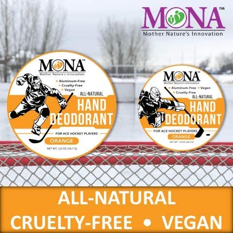 MONA BRANDS All Natural HAND DEODORANT for Ace Hockey Players - For athletes who wear gloves - Vegan, Non-GMO, and Cruelty free - ORANGE Scent - 2.0 Beauty and Personal Care MONA