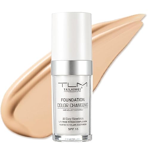 TLM Foundation Color Changing,TLM Colour Changing Liquid Foundation Hides Wrinkles & Lines,BB Cream Makeup Base Concealer Cover Moisturizing Fluid Beauty & Personal Care nvyue