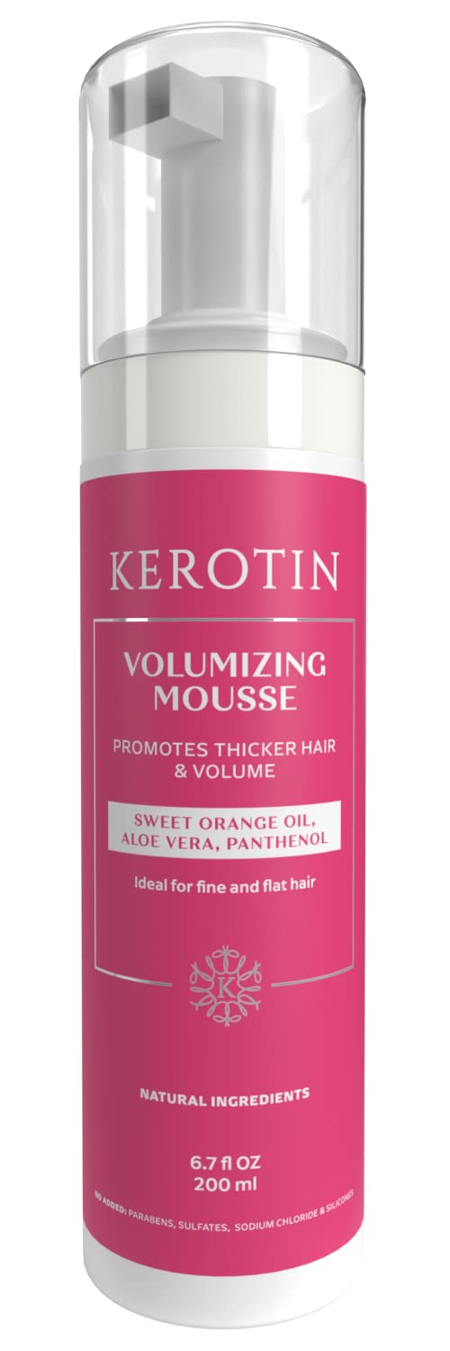 Kerotin Volumizing Mousse, Root Volumizer, Hair Thickening Styling Foam for Volume, Texture & Body, Tames Frizz & Flyaways, Ideal for Fine and Thin Beauty & Personal Care K Kerotin