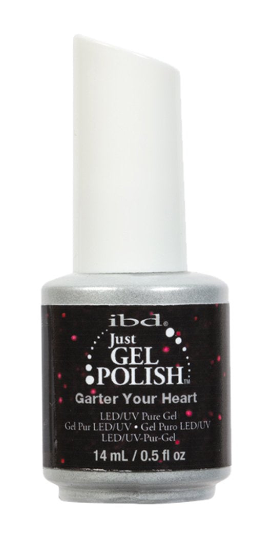 IBD Just Gel Soak Off Red Glitter Nail Polish, Garter Your Heart