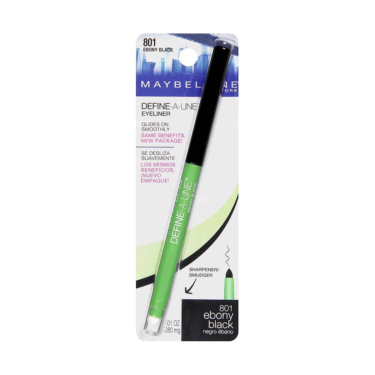 Maybelline Define-A-Line Eyeliner - 801 Ebony Black Beauty & Personal Care MAYBELLINE