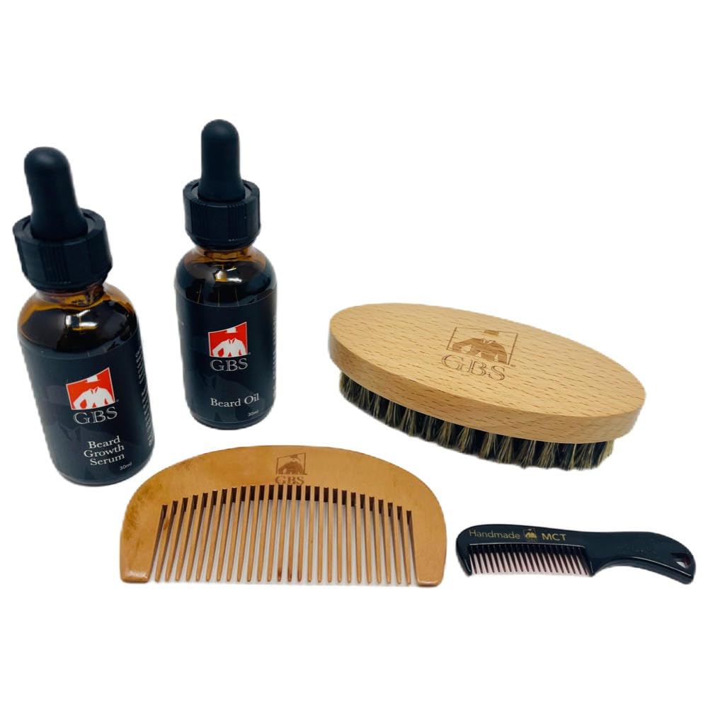G.B.S All Natural Beard Grooming Set - Includes Wooden Beard Comb, Travel Beard Brush, and Mustache Comb - Perfect for Any Hair Texture Beauty & Personal Care G.B.S