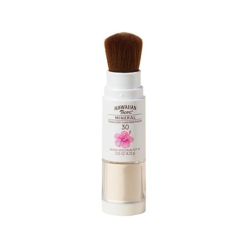 Hawaiian Tropic Mineral Powder Sunscreen Brush SPF 30 | Beach Essentials, Zinc Oxide Mineral Sunscreen Powder SPF, Face Sunblock Travel Size, Brush Beauty & Personal Care Hawaiian Tropic