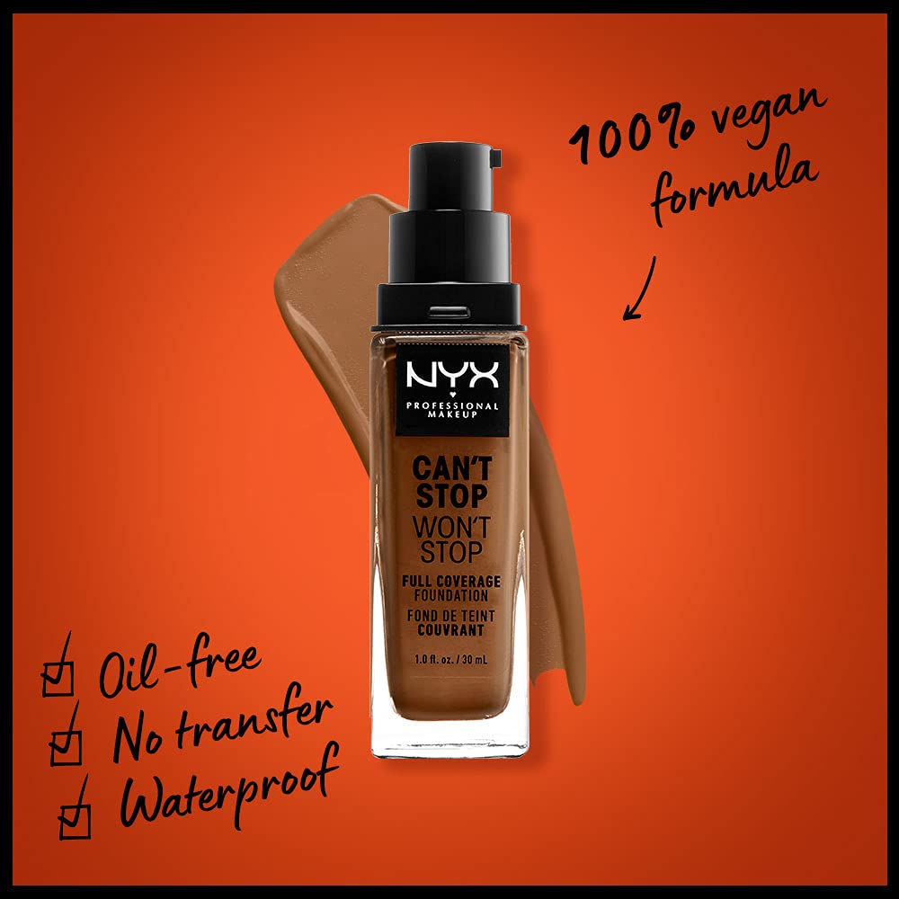 NYX PROFESSIONAL MAKEUP Can't Stop Won't Stop Foundation, 24h Full Coverage Matte Finish - Warm Beauty & Personal Care NYX PROFESSIONAL MAKEUP