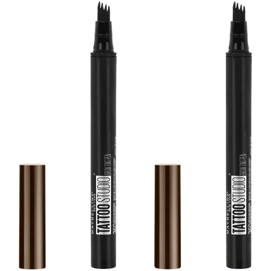 Maybelline New York TattooStudio Brow Tint Pen Makeup,Deep Brown, 2 Count
