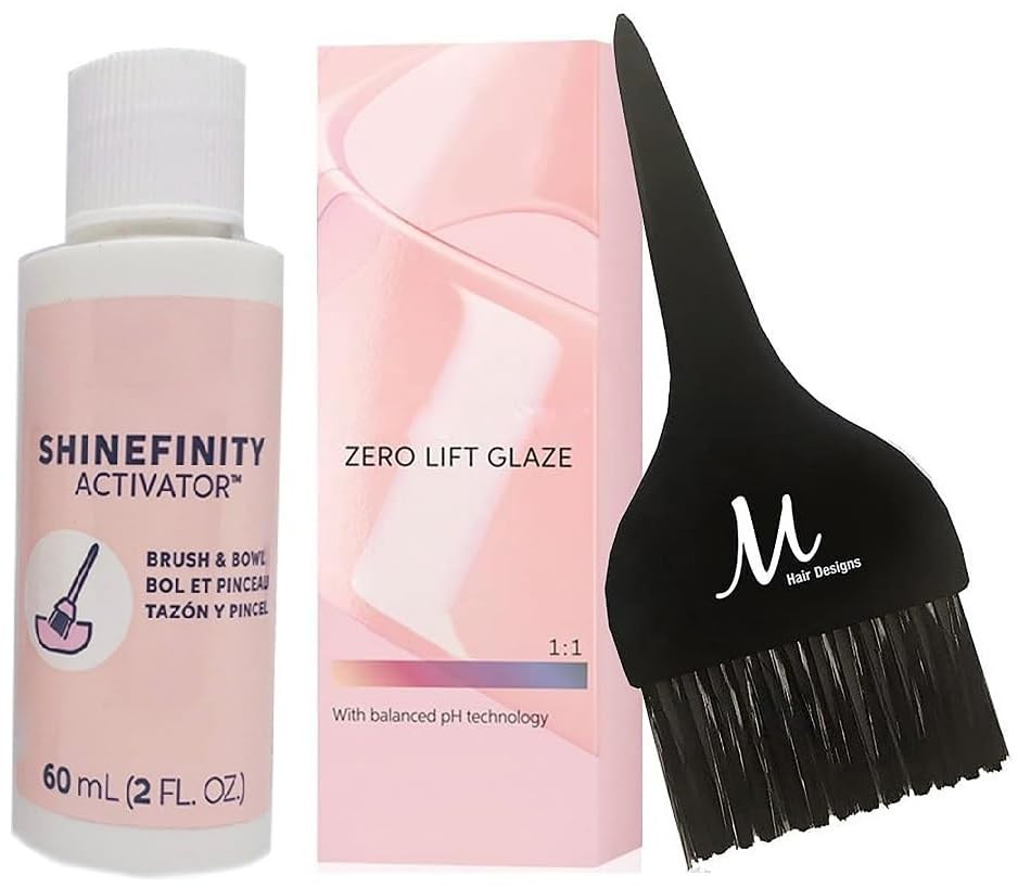 Shinefinity Zero Lift Glaze 00/66 Violet Demi-Permanent Hair Color 2 Ounce, Shinefinity Activator 2 oz and M Hair Designs Tint Brush (Bundle) Beauty & Personal Care M Hair Designs