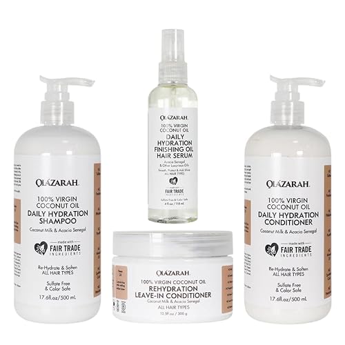 Coconut Revitalize and Nourish Hair Care Set - Coconut Milk/Oil Infused Ultimate Hydration Bundle (Shampoo, Conditioner, Leave-In Conditioner Beauty & Personal Care OLAZARAH
