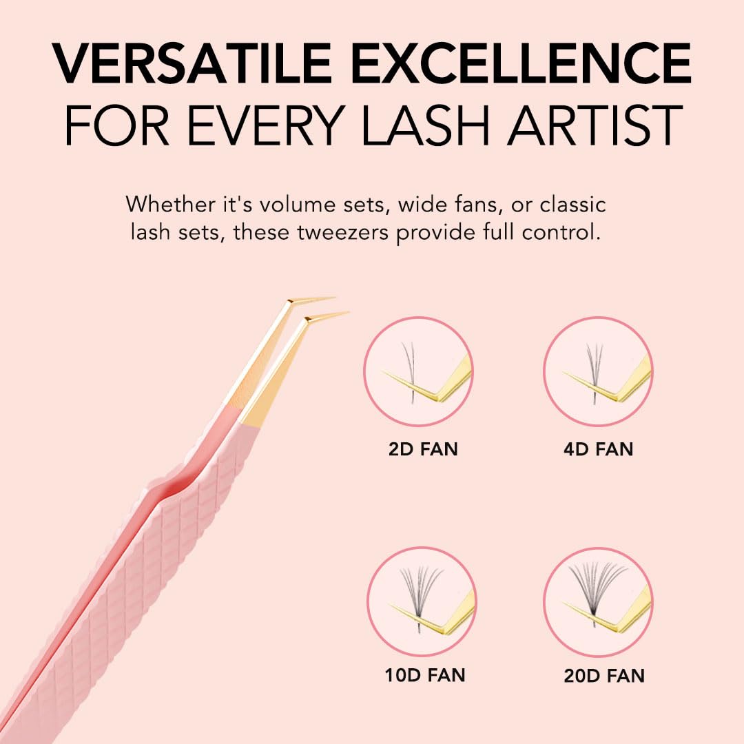 KIARA SKY LASH Tweezer for Eyelash Extensions - Precision Fiber Tip Grip - Volume, Mega Volume, and Lash Removal Fills - Comfortable Ergonomic Design Beauty and Personal Care KIARA SKY
