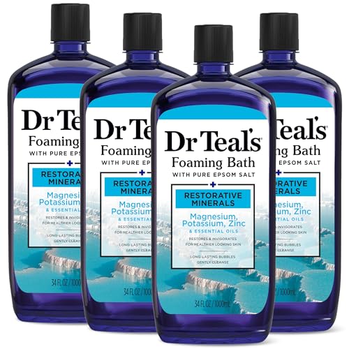 Dr Teal's Foaming Bath with Pure Epsom Salt, Restorative Minerals with Magnesium, Potassium, Zinc & Essential Oils, 34 fl oz (Pack of 4) Beauty and Personal Care Dr Teal's