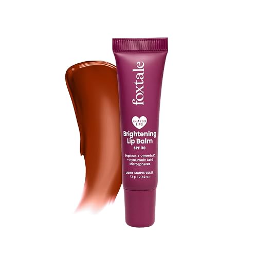 Foxtale SPF 30 Brightening Lip Balm for Dark Lips with Peptides & Vitamin C | Brightens | Hydrates | Tinted Lip Balm - Light Mauve Glaze 12gm Beauty & Personal Care FoxTale