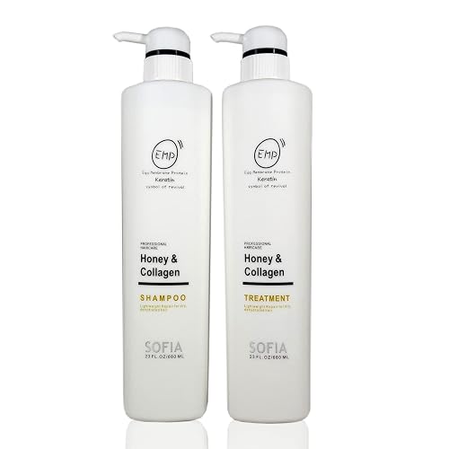 ODE SOFIA Honey & Collagen Shampoo and conditioner, for normal to dry hair, women, men and teens, 23Fl OZ, 680ml (set of Shampoo and conditioner) Beauty & Personal Care SOFIA BY ODE