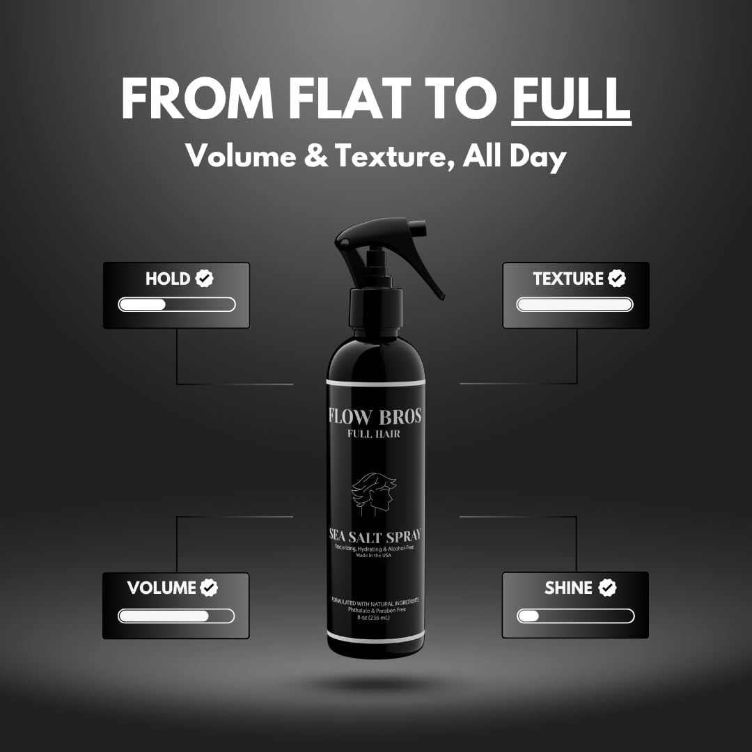 Flow Bros Sea Salt Spray for Hair - Texturizing & Volumizing Sea Salt Spray with Natural Ingredients, Vitamin B5 & Amaranth Seed Extract - Light Beauty & Personal Care Flow Bros
