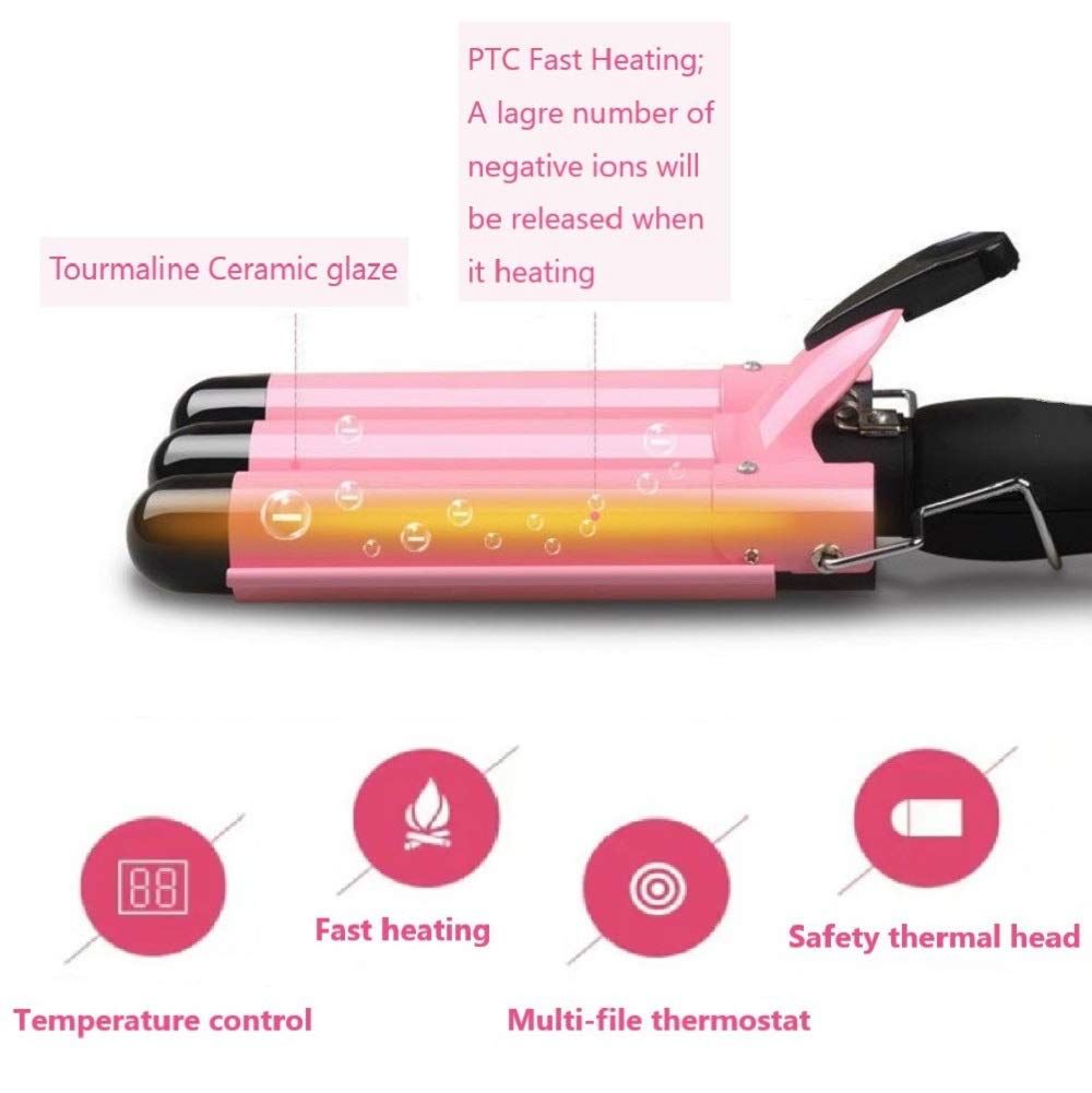 MODVICA 3 Jumbo Barrel Curling Iron Wand 32mm Hair Waver Temperature Adjustable Ceramic Big Waves Hair Crimper (1.25'') Beauty & Personal Care MODVICA