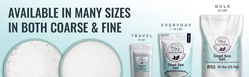 Natural Elephant Dead Sea Bath Salt - 1 Pound Bag (16oz) - 100% Natural and Pure - Coarse Grain - Ideal for Baths and Soaks Beauty and Personal Care Natural Elephant