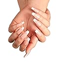 Aksod Long Coffin French Manicure Press on Nails Tips Glossy Pink Fake Nails Designed Ballerina Full Cover Artificial False Nails Tips for Women Beauty & Personal Care Aksod