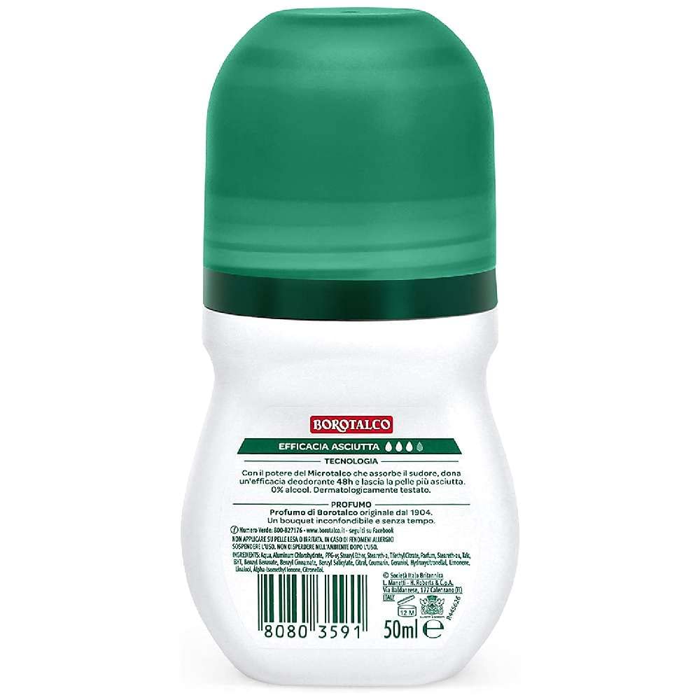 6x BOROTALCO ROBERTS Original Talc Scent Deodorant Deo Roll-on 50ml 0% Alcohol! Beauty and Personal Care Borotalco