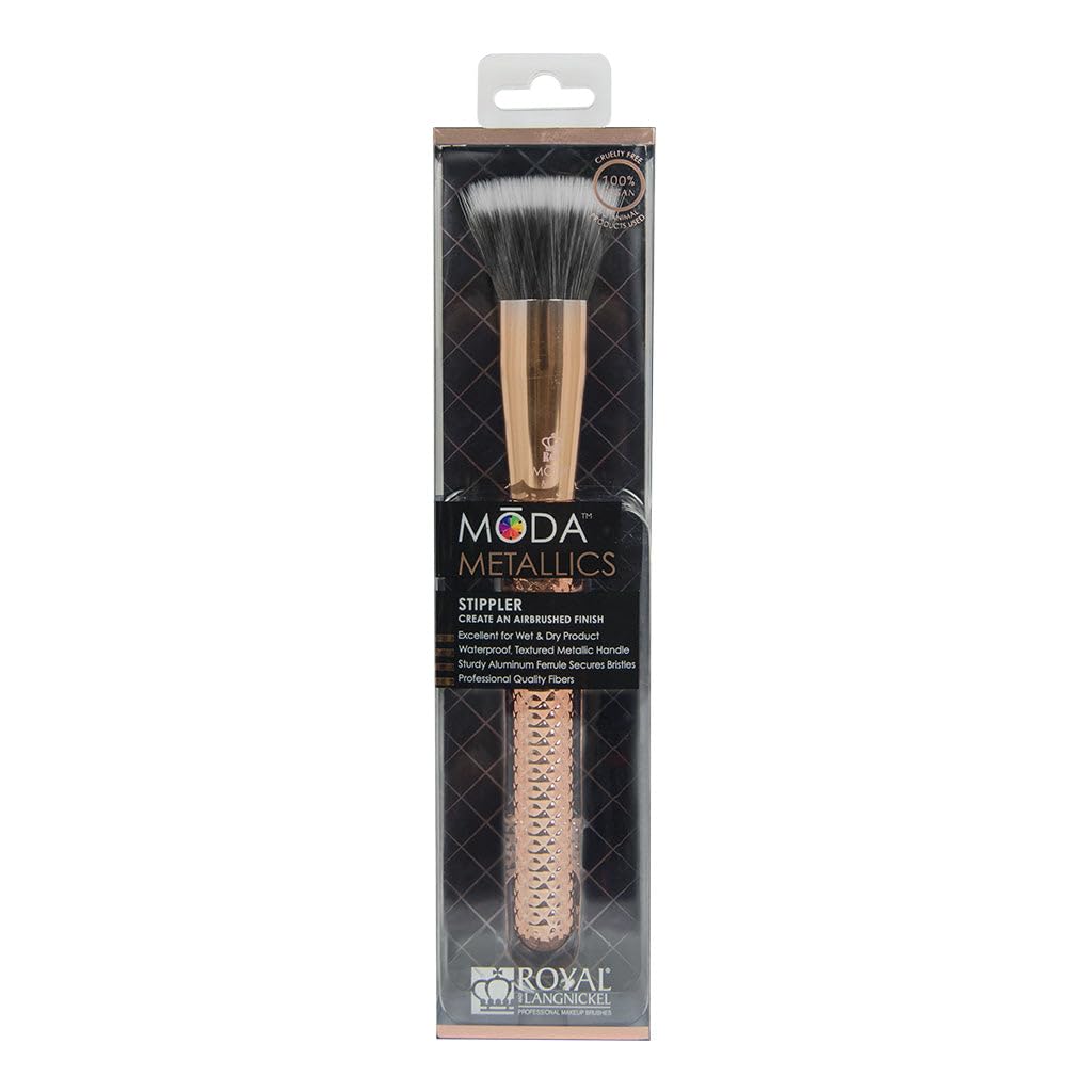 MODA Metallics Stippler Makeup Brush - Duo-Fiber Face Brush for Airbrushed Foundation, Blush & Highlighter Beauty & Personal Care MODA