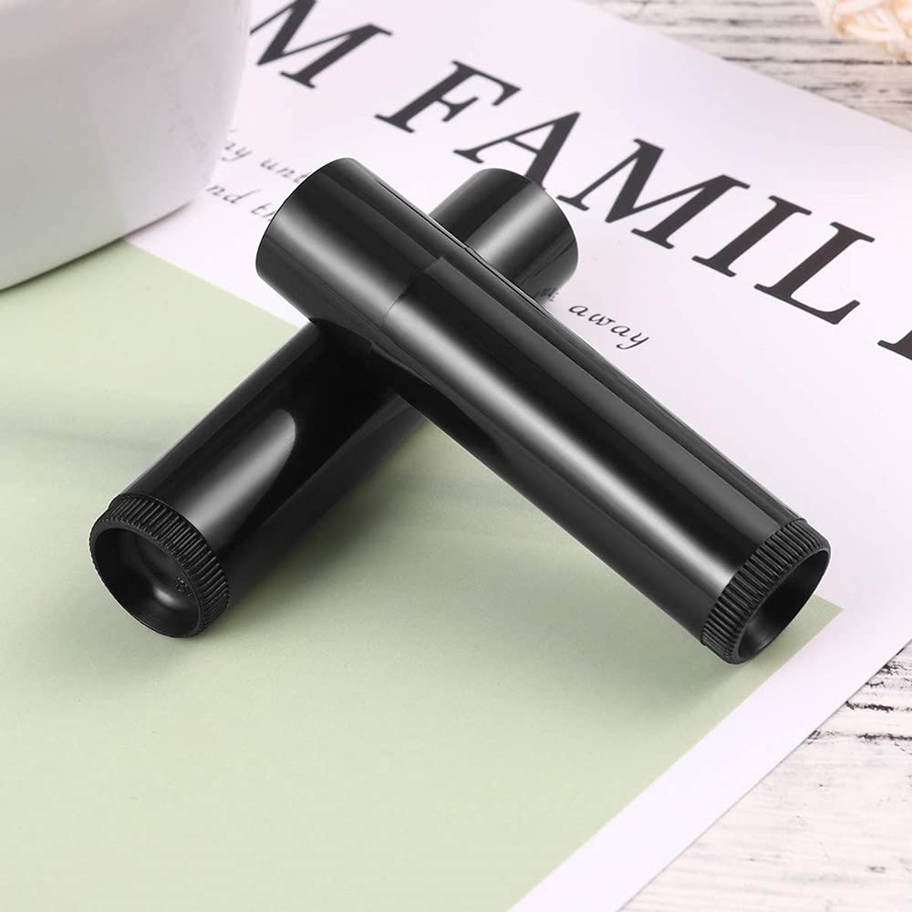 IMIROOTREE 25 Pcs DIY Lip Balm Tubes Lip Gloss Tubes Black Empty Plastic Refillable Lip Balm Storage Container for DIY Homemade Lipstick Lip Balm Beauty and Personal Care IMIROOTREE