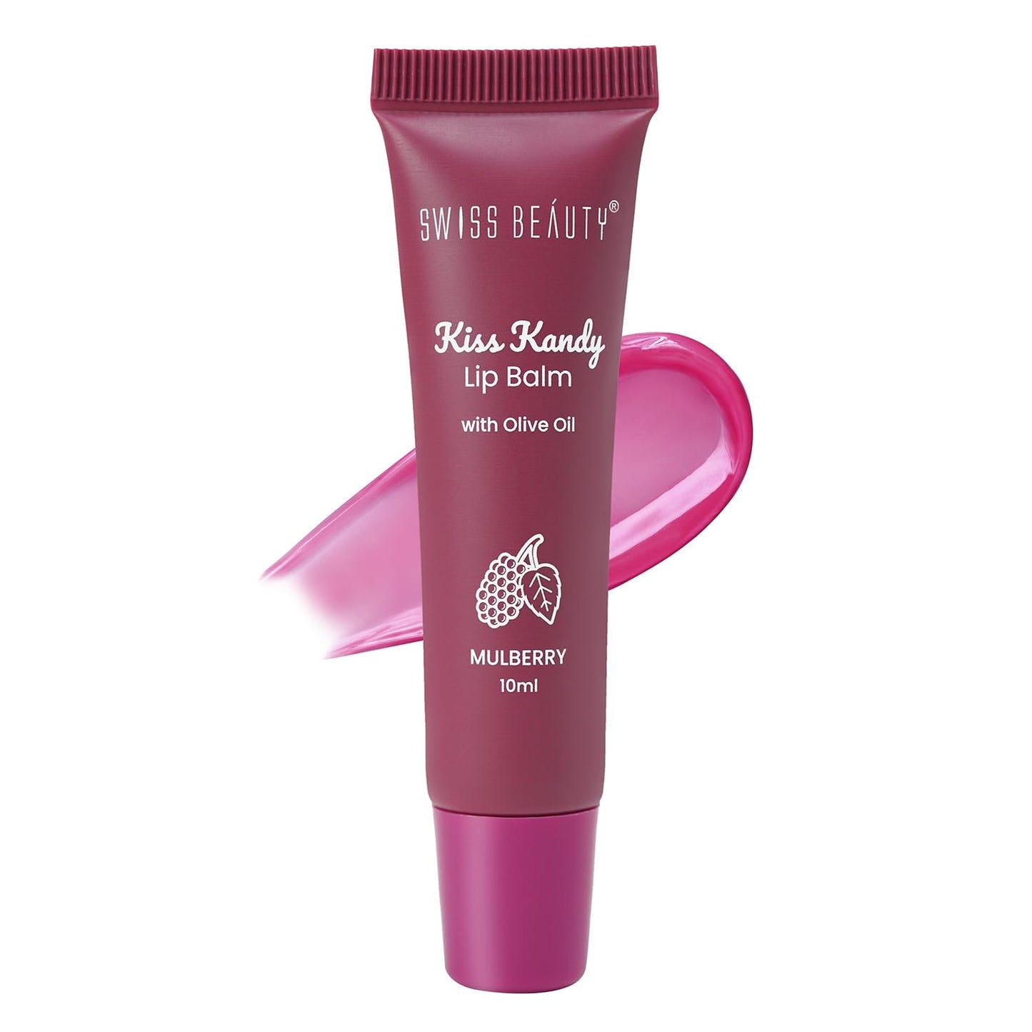 Swiss Beauty Kiss Kandy Lip Balm with Olive Oil - Moisturising - Non-Sticky - Soft & Smooth Lips - Shade - Mulberry, 10ml Beauty and Personal Care SWISS BEAUTY