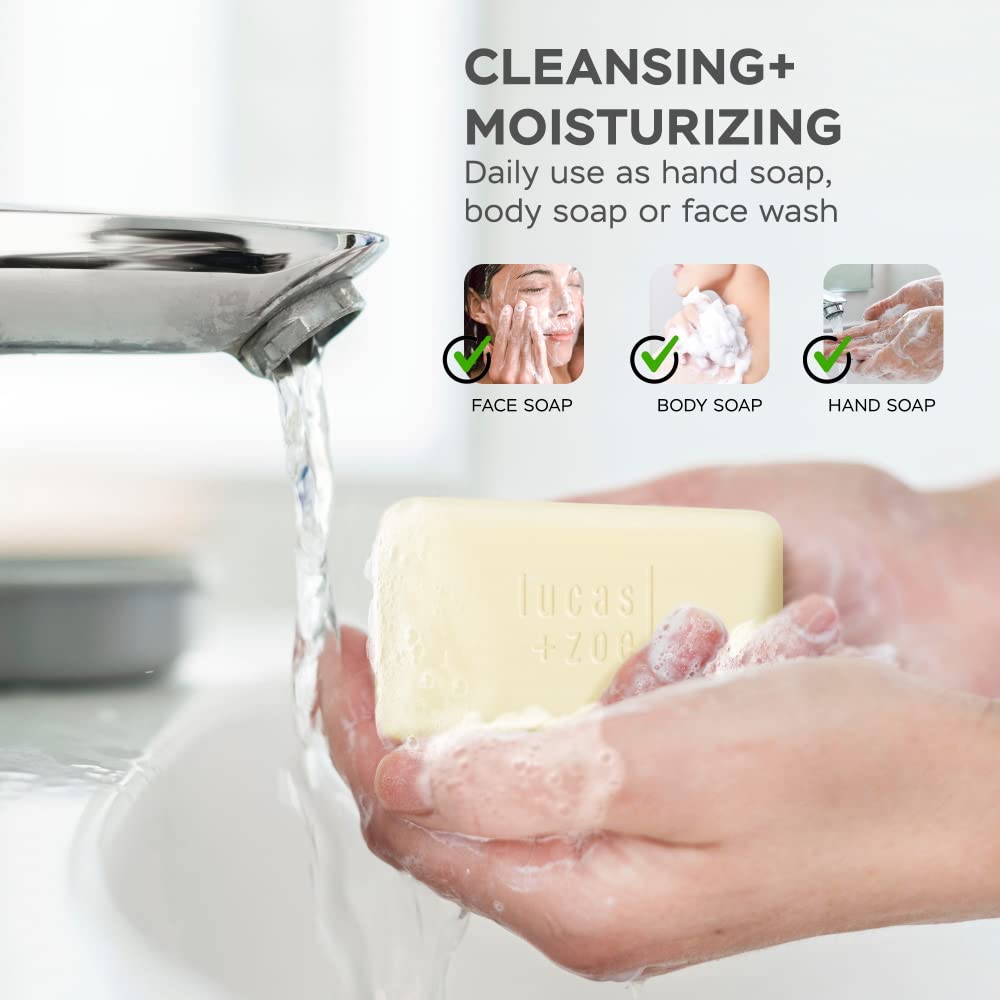Lucas + Zoe Fresh Essence Antiseptic Bar Soap - 4 Ounce Moisturizing Body Soap Bar Made With Natural Ingredients Like Mediterranean Olive Oil, Coconut Beauty & Personal Care lucas + zoe