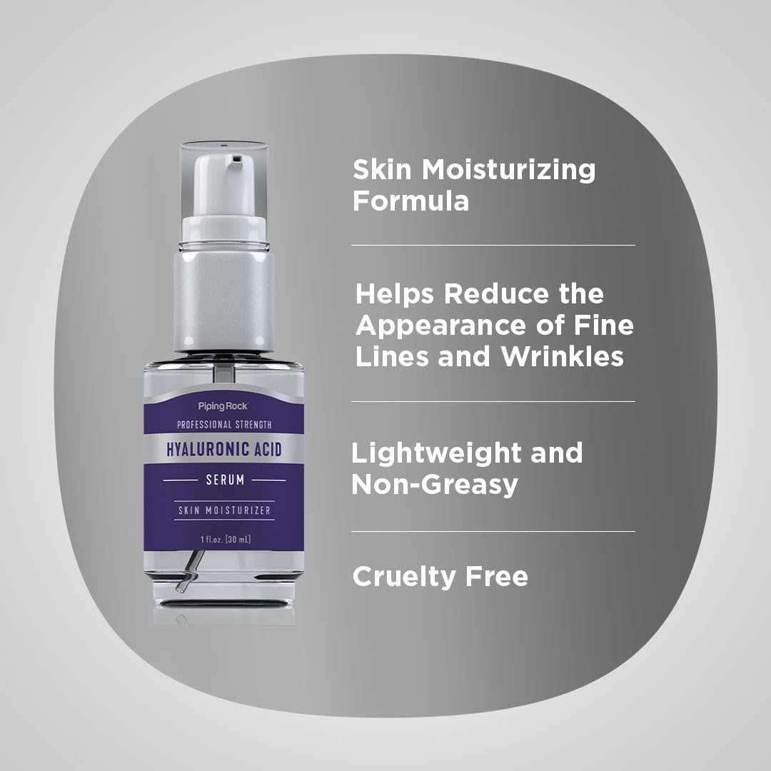 Piping Rock Hyaluronic Acid Serum for Face | 1 fl oz | Moisturizer for Skin and Body | Cruelty Free | Vegetarian and Non-GMO Formula Beauty & Personal Care Piping Rock