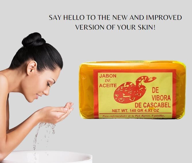 Jabon de aceite de vibora de cascabel (140g) jabon para la cara y todo el cuerpo- Ayuda a eliminar el acne y paño/Rattlesnake soap (4.93 (1) Beauty & Personal Care JABON DE ACEITE VIBORA DE CASCABEL