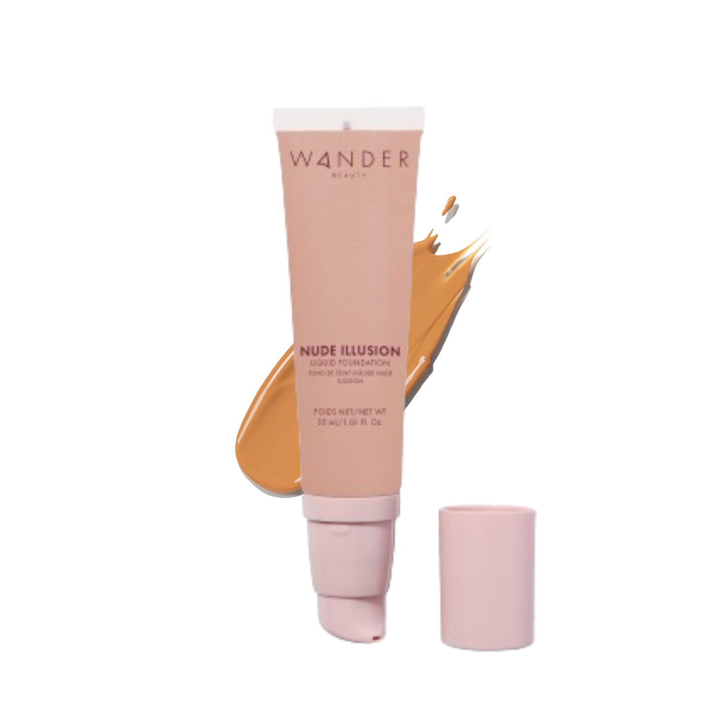 Wander Beauty Nude Illusion Liquid Foundation - Golden Tan - Medium to Full Coverage Foundation - Natural Makeup with Vitamin E & Macadamia - Nude Beauty & Personal Care Wander Beauty