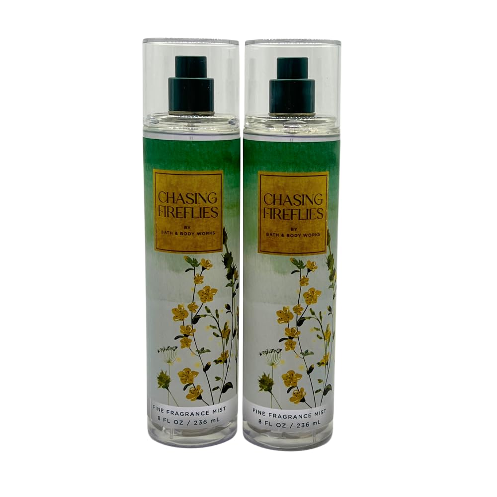 Bath & Body Works CHASING FIREFLIES Fine Fragrance Mist Gift Set with a Red Bow for Holiday 8 fl oz - Pack of 2 Beauty & Personal Care Bath & Body Works