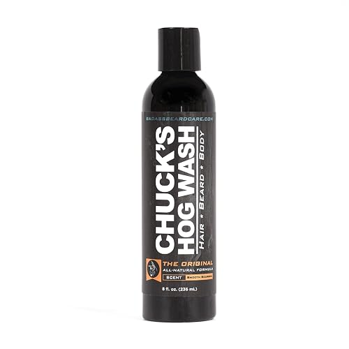 Chuck's Hog Wash - All Natural Beard and Body Wash - The Original Scent, 8oz - Leaves Your Beard Softer than its Ever Been and is Suitable for Daily Beauty & Personal Care Badass Beard Care