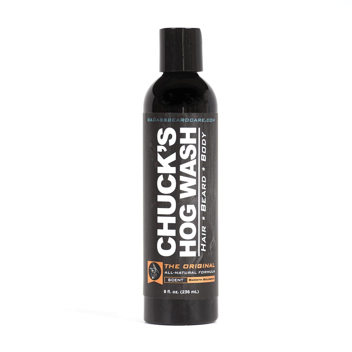 Chuck's Hog Wash - All Natural Beard and Body Wash - The Original Scent, 8oz - Leaves Your Beard Softer than its Ever Been and is Suitable for Daily Beauty & Personal Care Badass Beard Care