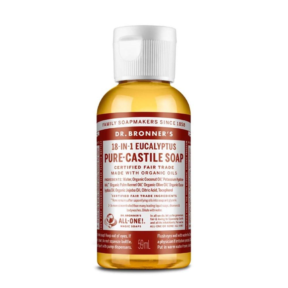 Dr. Bronner's - Pure-Castile Liquid Soap (Eucalyptus, 2 Ounce) - Made with Organic Oils, 18-in-1 Uses: Face, Body, Hair, Laundry, Pets and Dishes Beauty & Personal Care Dr. Bronner's