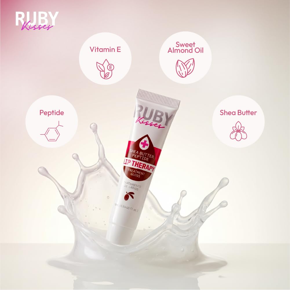 Ruby Kisses Hydrating Lip Oil Treatment Gloss with Peptides & Shea Butter (3 Pack), Moisturizing Natural Shine Lip Care Protects & Heals with Beauty & Personal Care Ruby Kisses