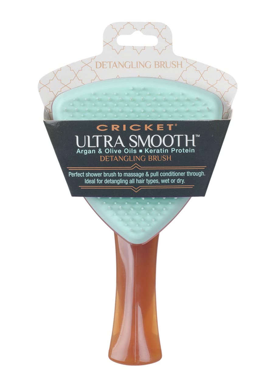 Cricket Ultra Smooth Detangling Brush - Infused with Argan & Olive Oils and Keratin Protein, Anti-Frizz Hairbrush for Wet and Dry Hair, Ergonomic Beauty & Personal Care Cricket